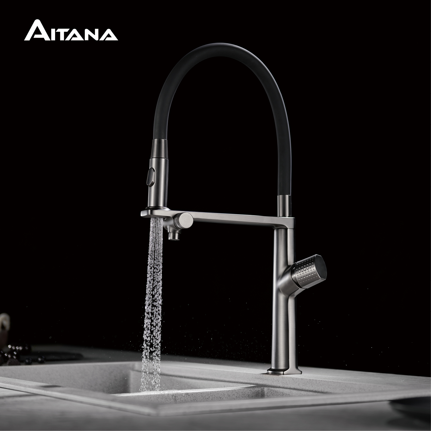 Commercial Kitchen Faucet - صنبور مطبخ فاخر من النحاس الرمادي