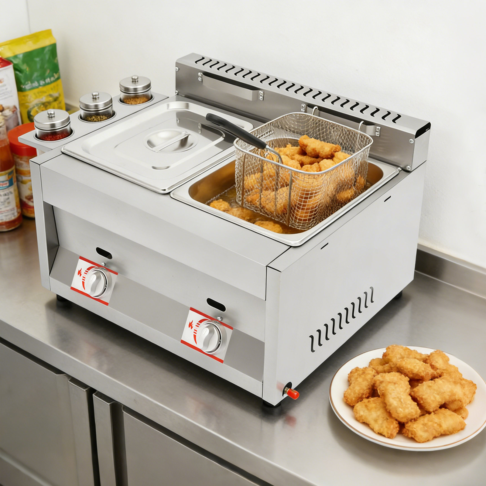 مقلاة عميقة تجارية بخزانين 430 - مراجعة Deep Fryer Commercial وسعره