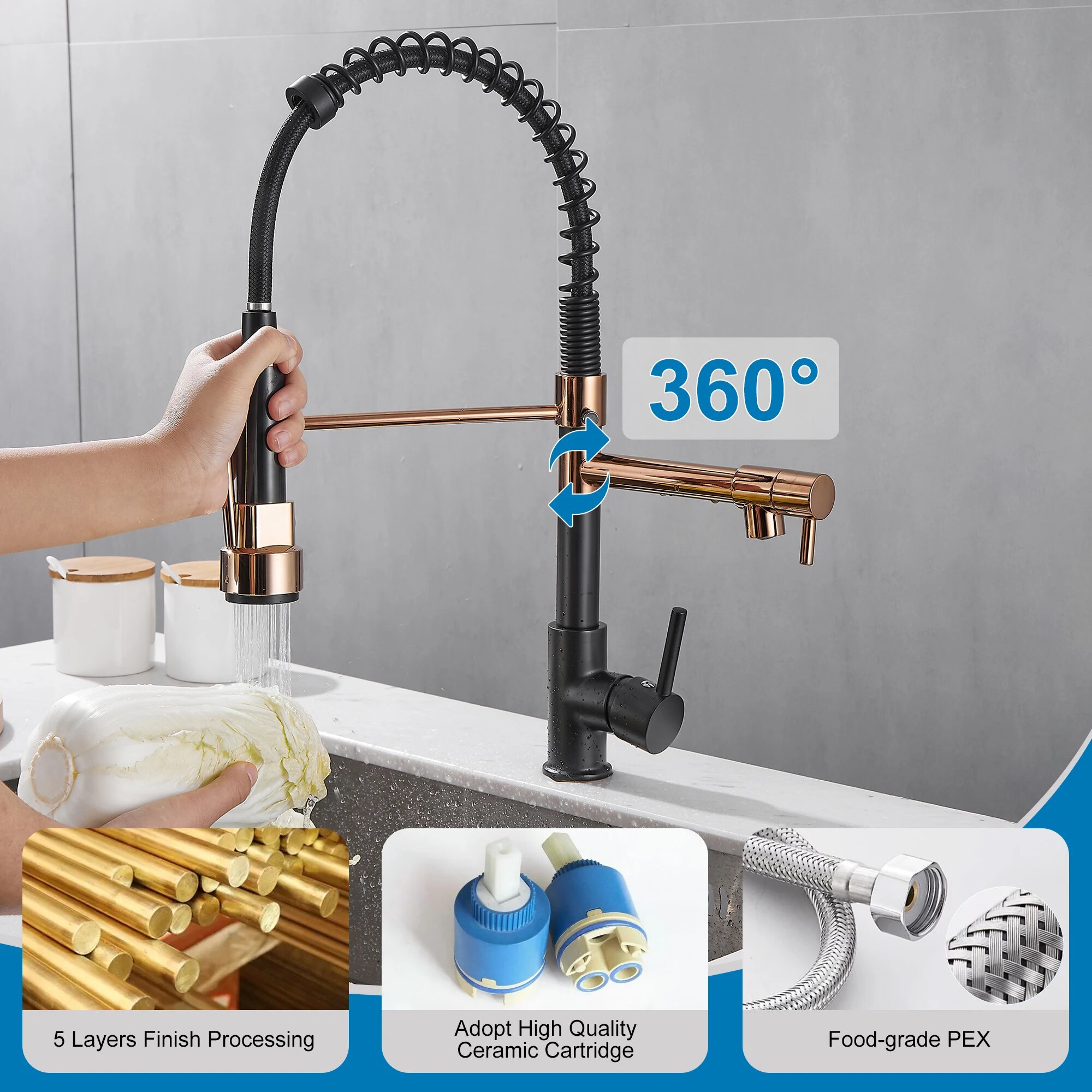صنبور المطبخ مع بخاخ منسدل، صن - مراجعة Commercial Kitchen Faucet وسعره