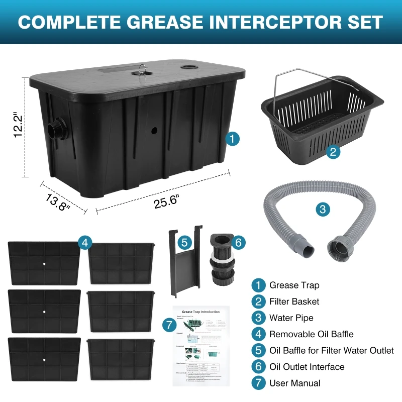 فاصل الزيت والماء التجاري منفذ - مراجعة Commercial Kitchen Grease Interceptor وسعره
